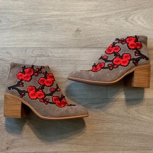 Jeffrey Campbell suede cherry blossom bootie